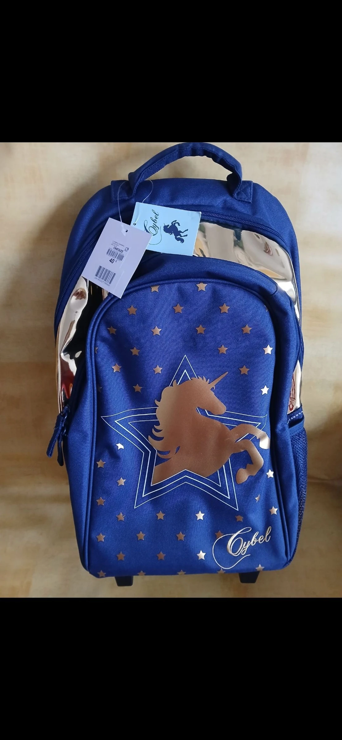 Cartable a roulettes fille licorne cybel 33×16×45 cm